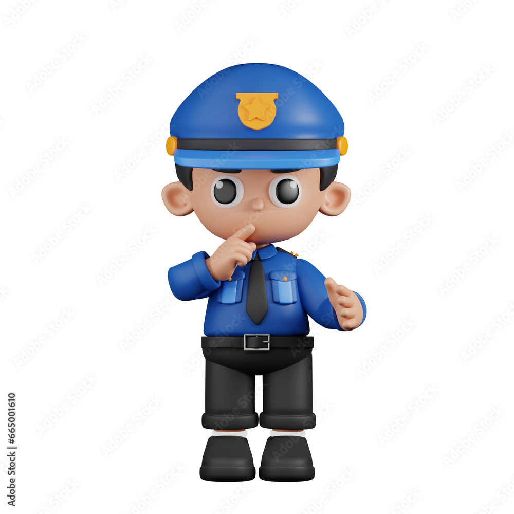 3d Character Policeman Quiet Pose. 3d render isolated on transparent backdrop. 3d Character Policeman Quiet Pose. 3d render isolated on transparent backdrop.