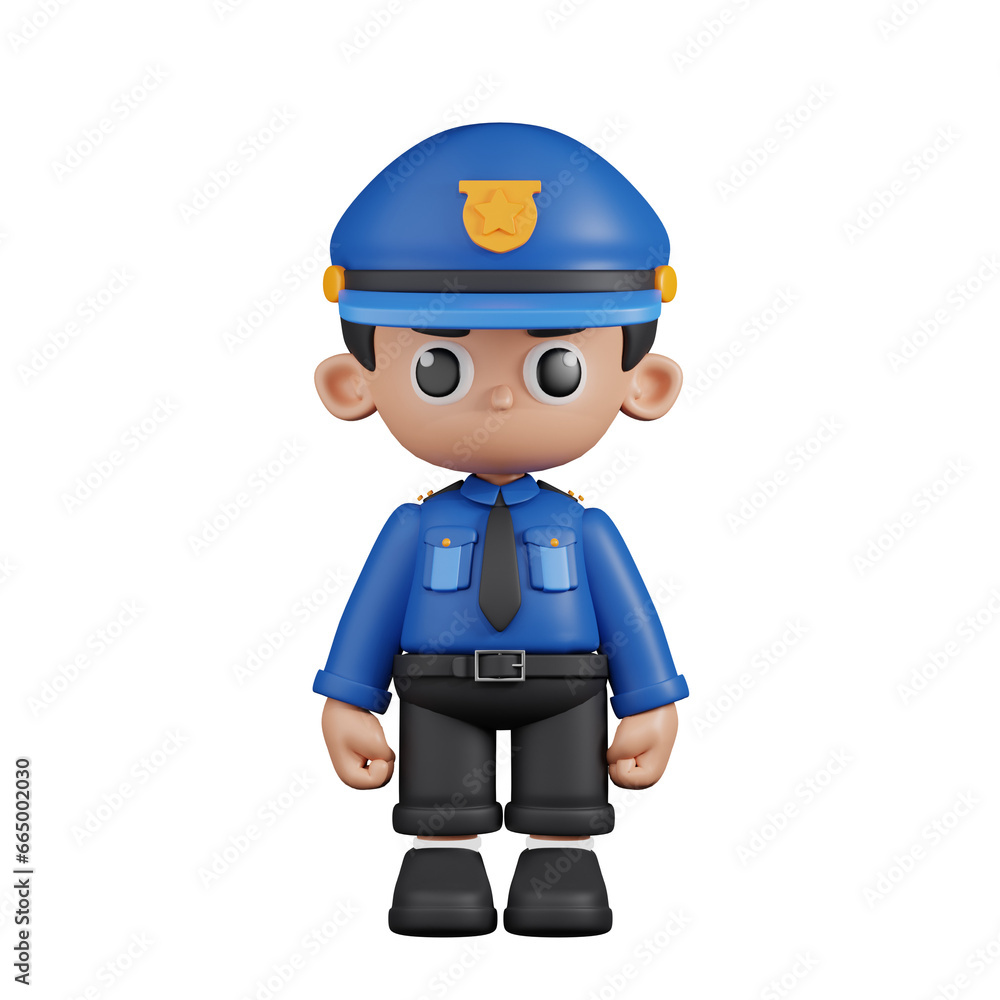 3d Character Policeman Standing Pose. 3d render isolated on transparent backdrop. 3d Character Policeman Standing Pose. 3d render isolated on transparent backdrop.