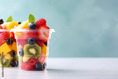Fresh fruit salad to go with copy space. © MKhalid