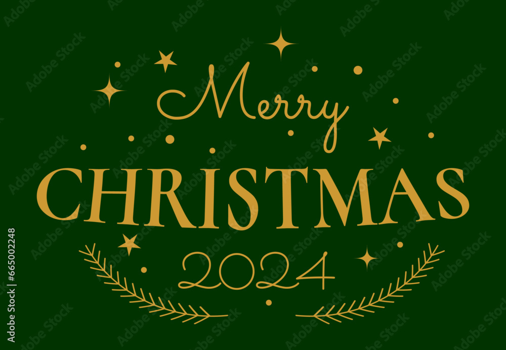 merry christmas 2024 lettering. Seasonal greeting card template. celebration holiday xmas. A calligraphic hand written inscription