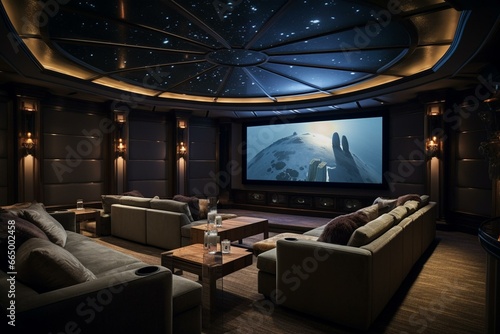 A cozy and sophisticated home cinema. Generative AI
