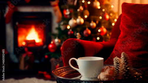 xmas time and desk of free space. Ai generated