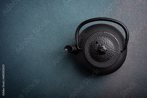 Black Asian iron teapot