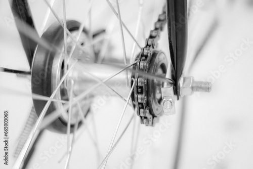 Transmission gear and chain of bicycle.