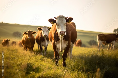 Group of cows standing in a grassy field. © MKhalid