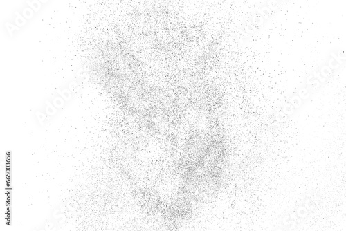 Distressed black texture. Dark grainy texture on white background. Dust overlay textured. Grain noise particles. Rusted white effect. Grunge design elements. Vector illustration.