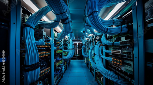 Professional LAN Ethernet Gigabyte switch cable management in server data center room