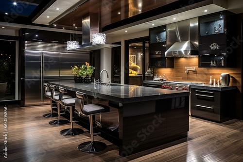 Sleek, lavish kitchen with contemporary design. Generative AI