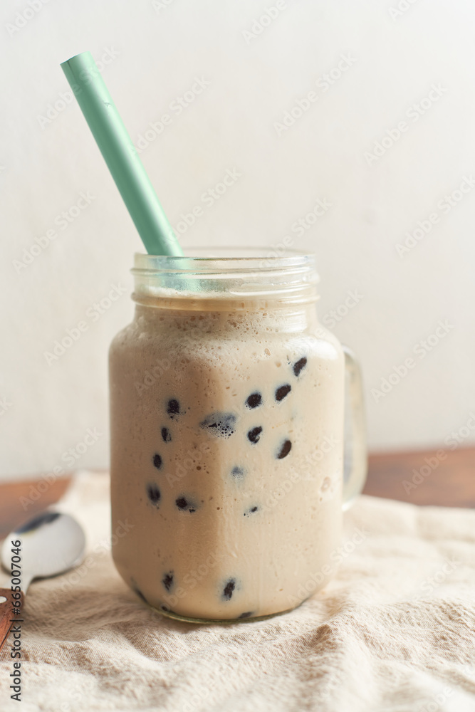 Homemade Milk Bubble Tea with Tapioca Pearls Homemade Milk Bubble Tea with Tapioca Pearls