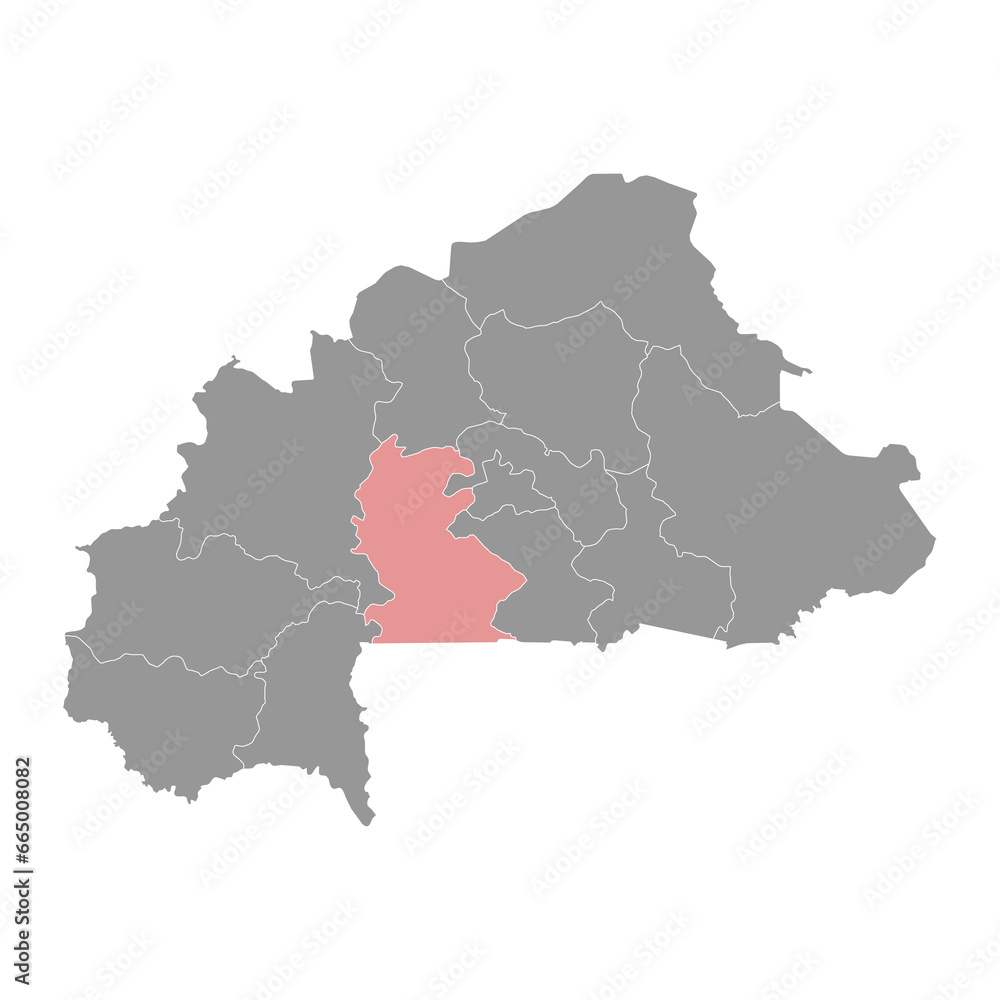 Centre Ouest region map, administrative division of Burkina Faso. Vector illustration.
