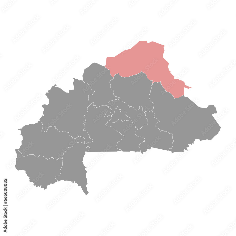 Sahel region map, administrative division of Burkina Faso. Vector illustration.