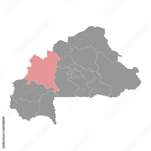 Boucle du Mouhoun region map  administrative division of Burkina Faso.