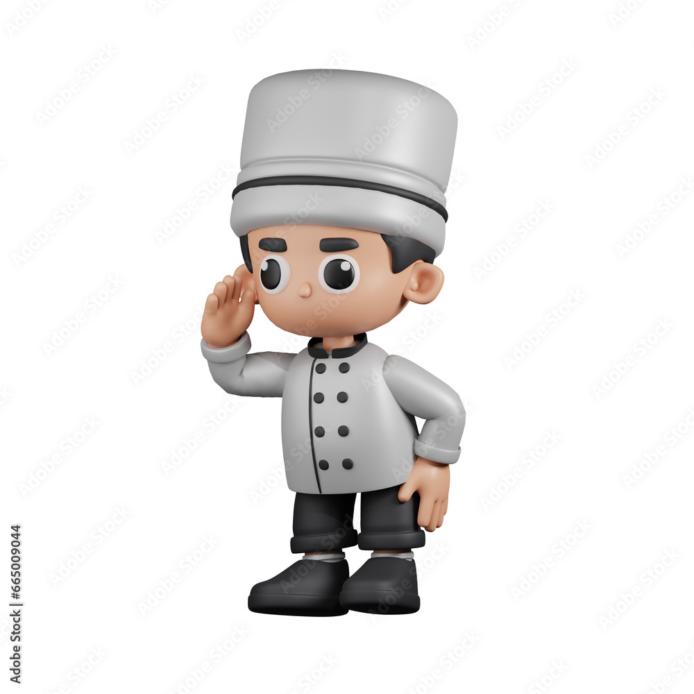 3d Character Chef Looking Pose. 3d render isolated on transparent backdrop. 3d Character Chef Looking Pose. 3d render isolated on transparent backdrop.