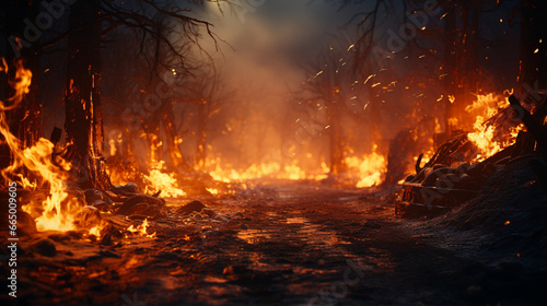 amazing dark dramatic light burning forest © Adja