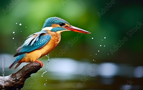 The common kingfisher wetlands bird colored feathers from different birds. © MKhalid