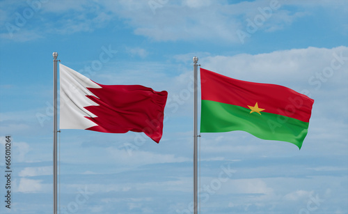 Burkina Faso and Bahrain flags, country relationship concept