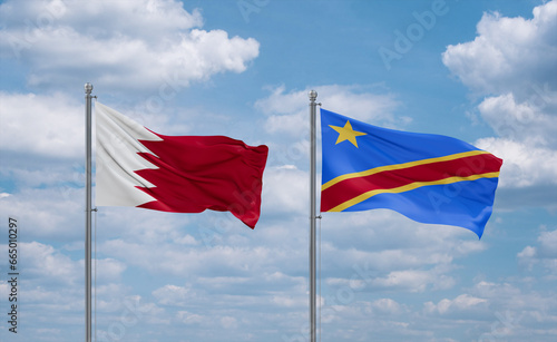 Congo and Bahrain flags, country relationship concept