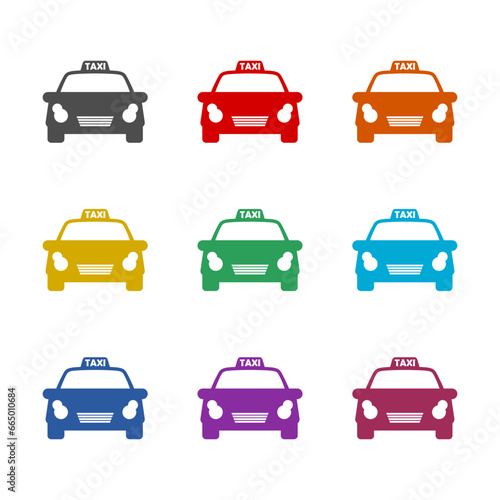 Taxi car icon isolated on white background. Set icons colorful