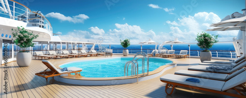 Luxury pool at cruise ship at summer vacation. © Michal