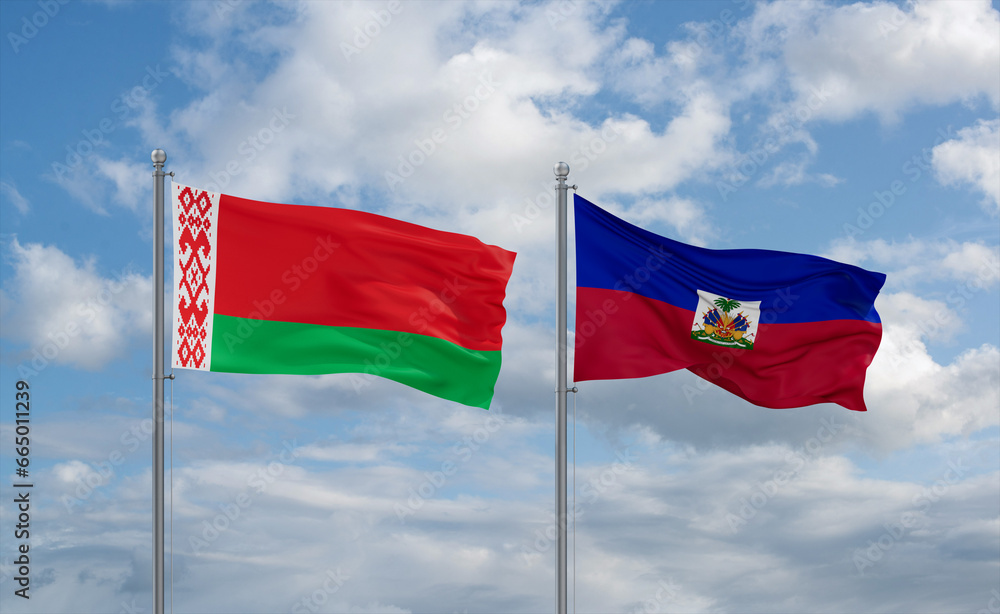 Haiti and Belarus flags, country relationship concept Haiti and Belarus flags, country relationship concept