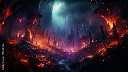 amazing dark dramatic light burning forest