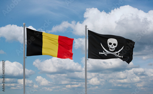 Принти на полотні Pirate and Belgium flags, country relationship concept