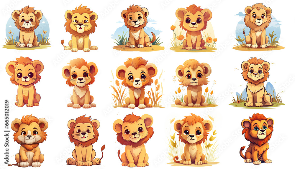 A cute and charming lion character in vector illustration