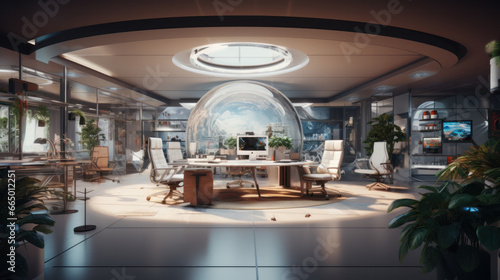 high-tech immersive ar office interior