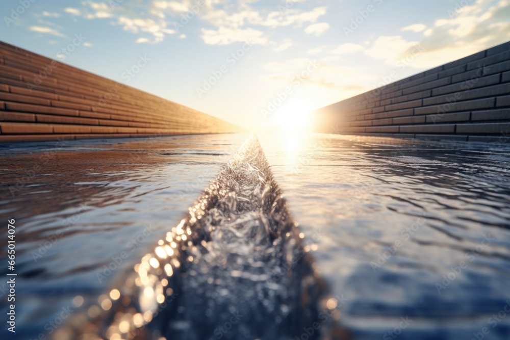 Sunset over Canal Water