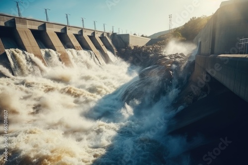 Water Pouring Over Large Dam