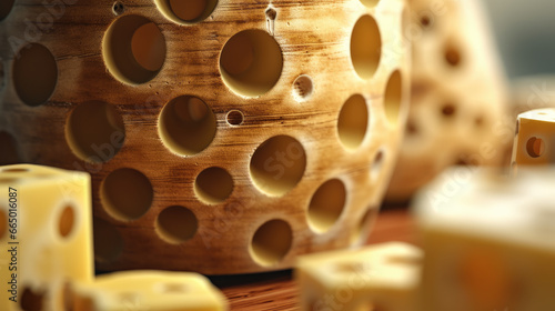 Close-up shot of cheese with holes