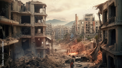 A city that has been reduced to ruins as a result of a devastating earthquake