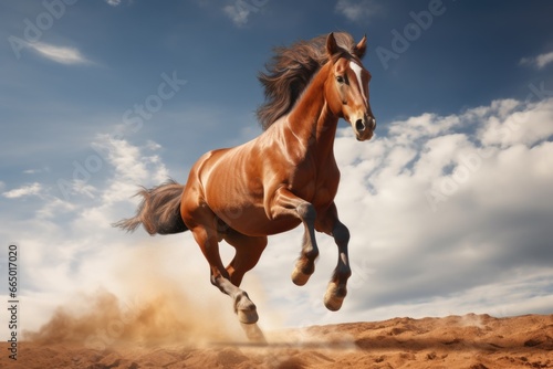 Brown Horse Running on Sunny Day