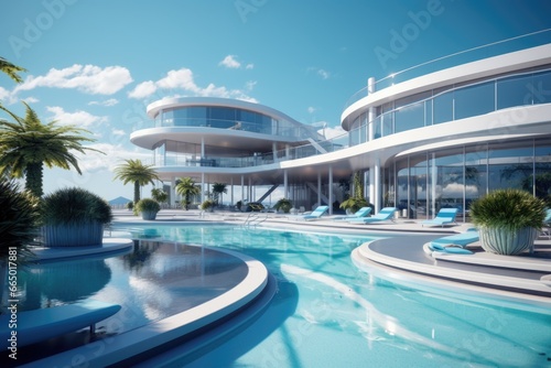 Modern House with a Large Swimming Pool © Ева Поликарпова