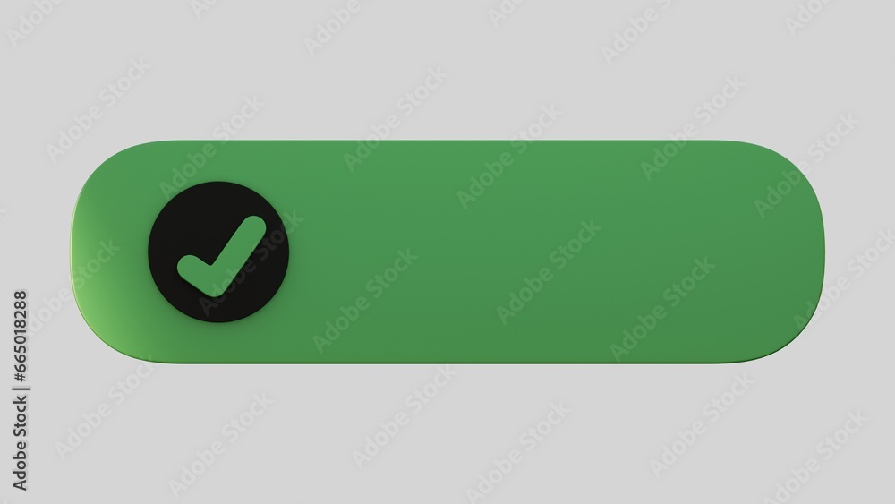 Checkmark over a green shape. Rendered illustration of the black checkmark on a blank green shape Checkmark over a green shape. Rendered illustration of the black checkmark on a blank green shape