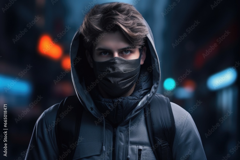 Young Man with Hoodie and Backpack Young Man with Hoodie and Backpack
