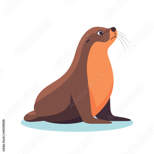 Cute sea lion isolate don white background. Cute seal cartoon animal. Vector stock