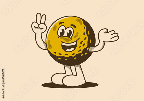 Happiness is the key to life. Mascot character illustration of golf ball with happy face