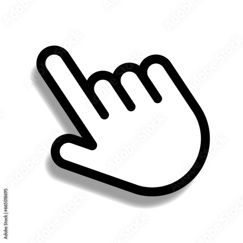 Mauszeiger Hand Vektor Symbol mit Schatten