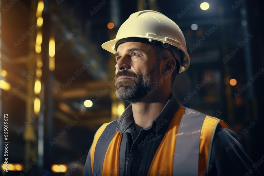 Man Wearing Hard Hat and Vest Man Wearing Hard Hat and Vest