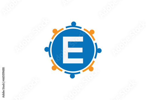 Abstract Initial Letter E Connecting People Logo.