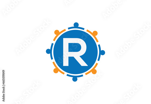 Abstract Initial Letter R Connecting People Logo.