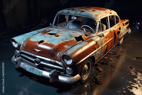 Rusted Car in Garage