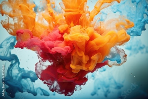Close Up of Red and Yellow Substance in Water