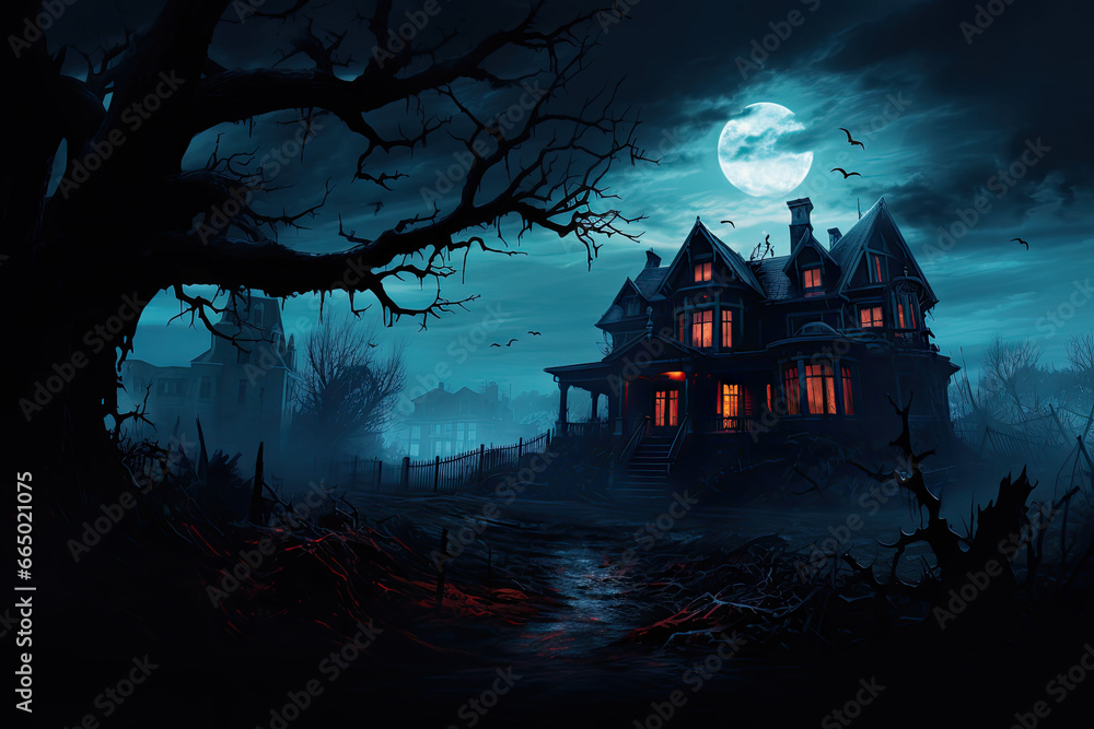 Ghostly Mansion Spooky Photo Background