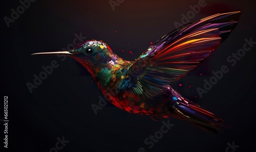 hummingbird logo with multiple colors flying through the air.. © MKhalid
