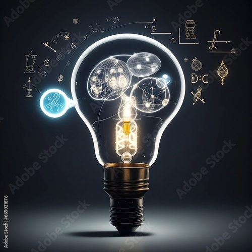A Conceptual Image of a Brain Inside a Lightbulb, Symbolizing Innovation and the Fusion of Science, Technology, and Art.