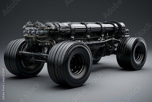 Suspension axle black heavy truck rendering. Generative AI