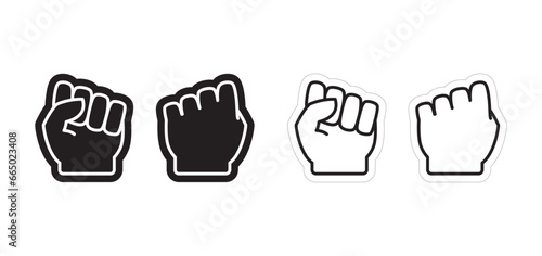 Raised Fist Foam Hand Design, Gesture Indicating Celebration or Resistance, Vector Template Isolated on White Background.