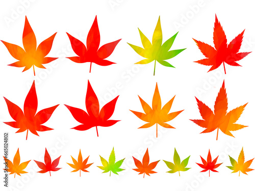 切り抜きで使える紅葉のイラスト素材セット